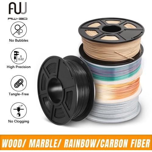 AW 3D filament 10 Rolls 1kg PLA Wood/Marble/Rainbow/Carbon fiber 1.75mm 3D Printer Filament Eco-friendly Artwork Printing