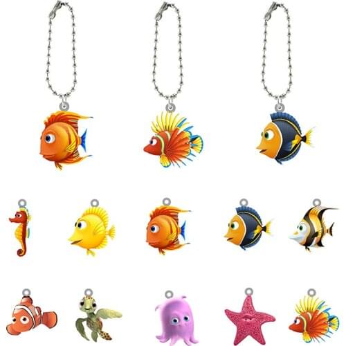 Disney Colorful Sea Creatures Keychain Finding Nemo Keychain Animation Character Epoxy Acrylic Pendant Cartoon Keychain