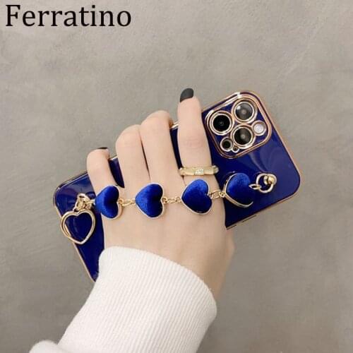 Heart Bracelet Chain Cover for iPhone 12 Pro Max 11 Pro Luxury Plated Gold Hand Holder Cases for iPhone 8 Plus 7 XR X XS SE 2020