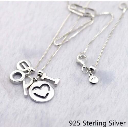 CKK I Love You Necklace Pendants 925 Sterling Silver Original Jewelry Making For Women Anniversary Gift
