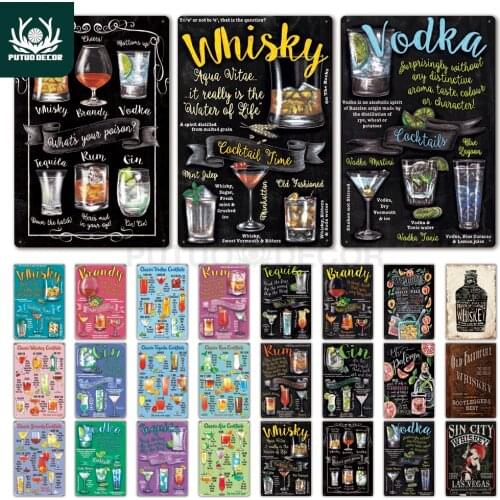 Tin Signs Plaque Metal Vintage Cocktail Metal Sign Wall Decor for Man Cave Bar Pub Club Iron Painting Decorative Plate