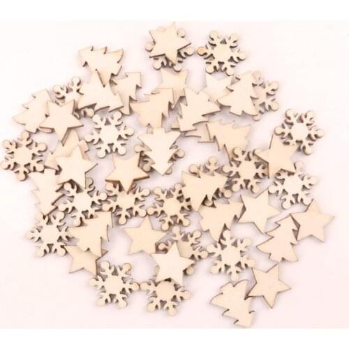 Wood Mix Christmas Tree snowflake Ornaments Handmade Wooden Crafts Accessories Home Decoration Scrapbooks DIY 16mm 100pcs