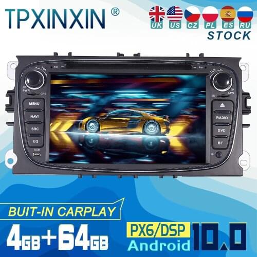 For Ford Focus S-MAX Mondeo C-MAX Android 10 Carplay Radio Player Car GPS Navigation Head Unit Car Stereo CD DVD WIFI DSP BT