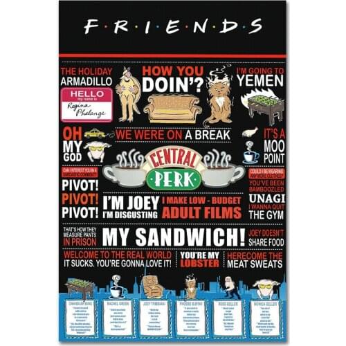 Friends USA Classic TV Series Hot Silk Cloth Poster Art Bedroom Decoration