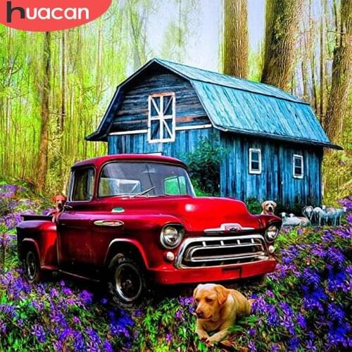 HUACAN Full Diamond Mosaic Car 5D Diamond Painting Cross Stitch Landscape Embroidery Picture Of Rhinestones Handmade