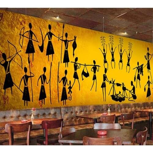 Beibehang Custom wallpaper personality mural high-end retro Egyptian primitive bar restaurant dressing table background wall