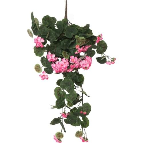 Artificial Begonia Flower Simulation Decorative Wall Hanging Basket Flowers Vine Silk Rose String Garland Wedding Party Supplies