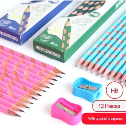 12 pcs/box HB Kawaii Wooden Lead Pencils Creative Hole Pencil For Kid Gifts School Office Supplies Novelty Stationery Supplies