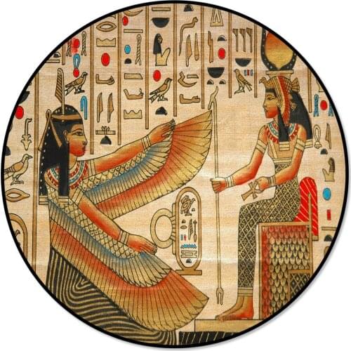 Egypt Character Desert Wall Retro Printed Round Carpets For Living Room Bedroom Alfombra Floor Mats Kids Room Area Rugs