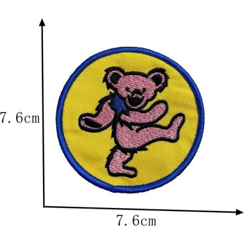 7.6CM Round yellow Embroidered Sew Iron On Patches Force Badges For Bag Jeans Hat T Shirt DIY Appliques Craft Decoration