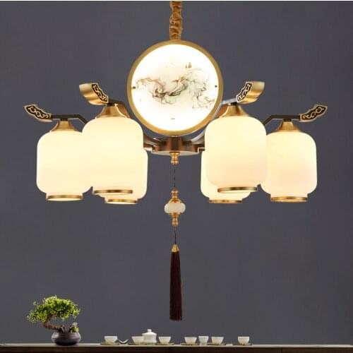 Chandelier New Chinese Style Copper Simple Atmosphere Design Chinese Style Bedroom Dining-Room Lamp