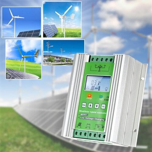 MPPT1000W 24V wind solar hybrid solar charge controller,LCD display,low voltage work, Boostercharging .over current protection