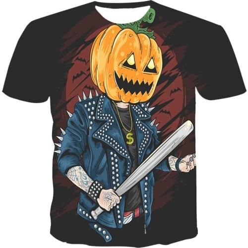 2021 Mens And Womens Short Sleeve T-Shirt Halloween Devil Skeleton Personalized T-Shirt 3D Printed Round Neck T-Shirt Children