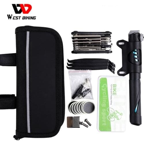 WEST BIKING Bicycle Repair Tools Bag Pump/Type Repair Kit/Screwdriver Tool Cycling Repair Multitool Set Bike Repair Case Tools