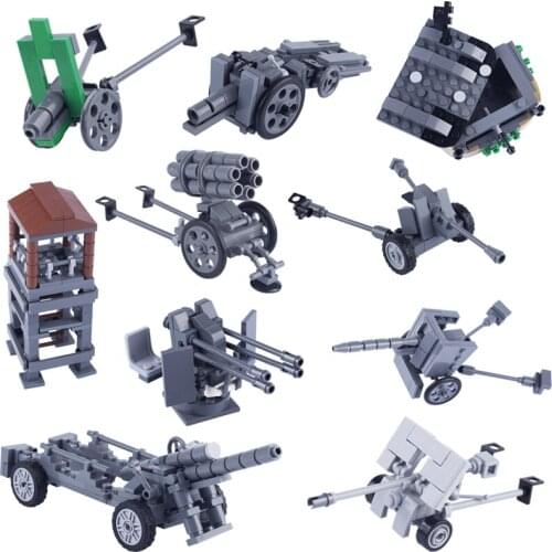 BRICKPANDA WW2 Military Germany Artillery Building Block Figures Weapons Cannon Bricks Army Soviet Soldier Gun Toy Children Toys