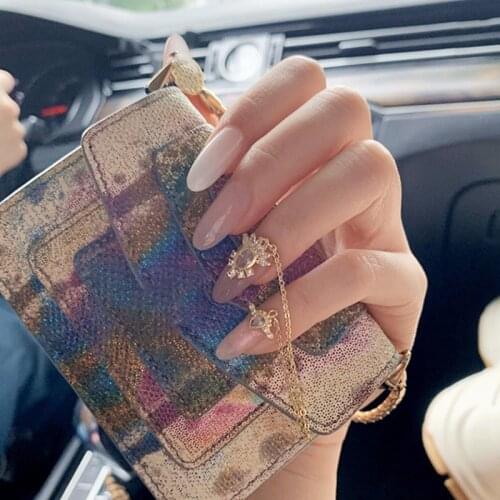 24pcs False Nails Pearl Rhinestone Fake Nails Glitter Gradient French Tips Press on Nails Butterflies Snake Nail Tips Nail Art