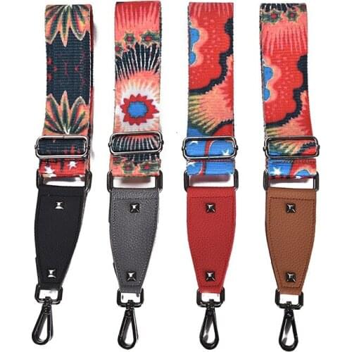 New Fashion Luxury Wide Shoulder Strap Bag Strap Trend Hit Color Flowers Adjustable Shoulder Strap Obag Woman Messenger Bag Stra