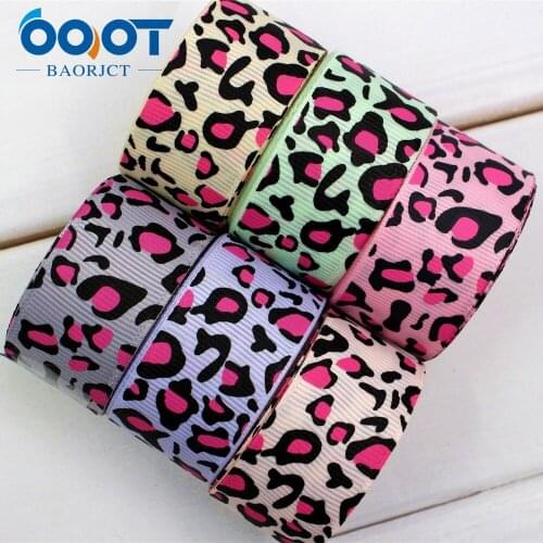 OOOT BAORJCT 1'' 25mm Leopar pattern Printed grosgrain ribbon,DIY handmade,Wedding decoration materials,headdress accessories