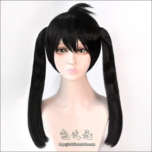 Anime Fire Force Enen no Shouboutai Kotatsu Tamaki Cosplay Long Black Heat Resistant Synthetic Hair Wig+Free Wig Cap