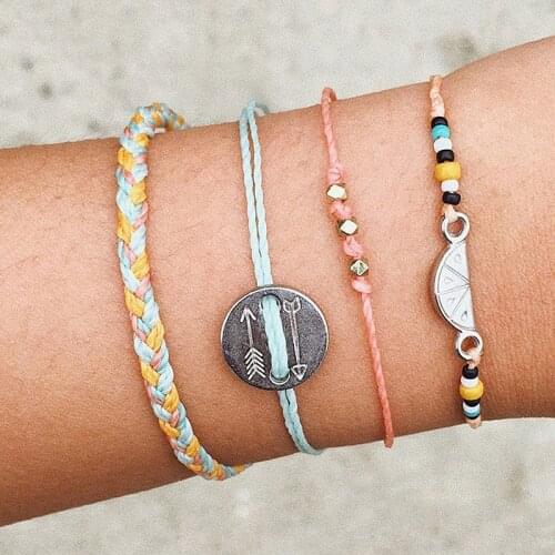 Aprilwell 4 Pcs Boho Handmade Bracelets Set For Women Aesthetic Armband 2021 Link Chain Jewelry Wrist Chain Schmuck Gift Egirl