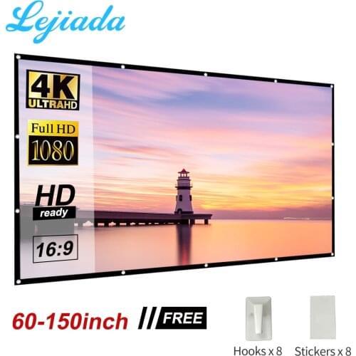 LEJIADA Projector portable folding soft screen 60 72 84 100 120 150 inches home outdoor KTV portable 3d HD screen projection
