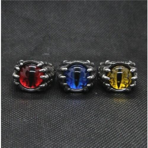 Drop Ship Size 7~14 Cool Claws Eye Ball Ring 316L Stainless Steel Jewelry 3 Color Stone Mens Ring