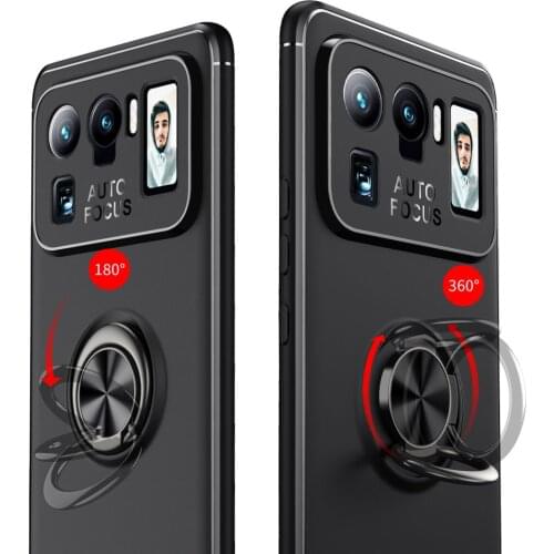 Silicone Car Mount Shockproof Case For Xiaomi Mi 11 Ultra Cases Metal Ring Stand Full Protective Cover Mi 11ultra