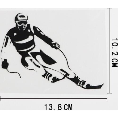 13.8CMX10.2CM Cool Winter Sport Ski Skier Decal Vinyl Car Sticker Black/Silver 8A-0315