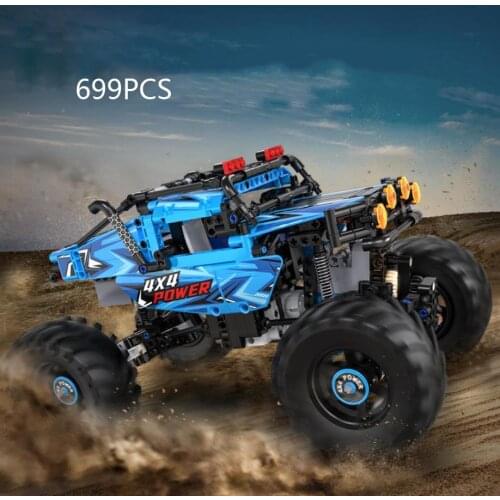 Technical 2.4Ghz radio remote control car building block 4x4 Monsters Pickup trcuk brick with light rc toys collection for gifts