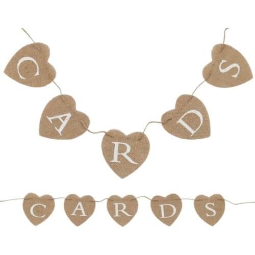 Burlap Banner Vintage Rustic wedding Decoration Theme sign CARDS shabby chic country style hessian Party bunting banner SN1209