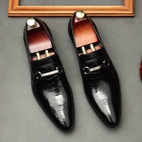 PJCMG New Spring/Autumn Luxury Handmade Slip-On Genuine Leather Dress Oxford Flat Original Brand Men Oxford Shoes