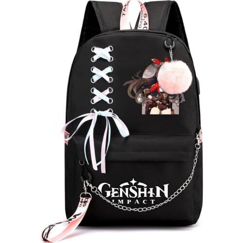 Game Genshin Impact background student backpack boy girl school bag children school bag USB Backpacks for Teenage