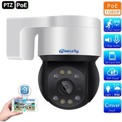 H.265 1080P PoE IP PTZ Camera Outdoor Two Way Audio SD Card Slot AI Human Detect Dual Light Speed Dome Camera CCTV Surveillance