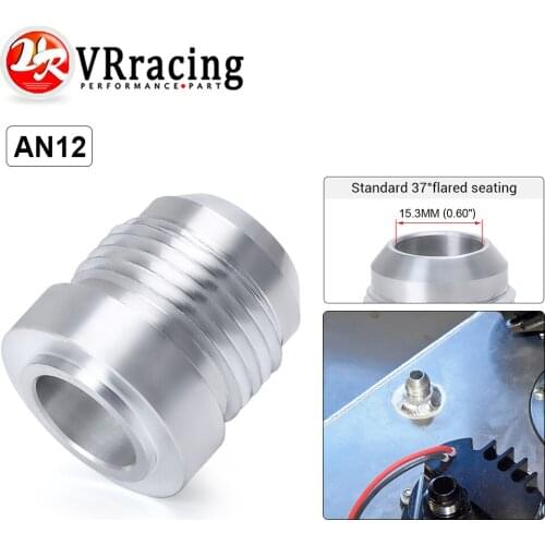 VR - Top Quality Aluminum AN12 -AN Straight Male Weld Fitting Adapter Weld Bung Nitrous Hose Fitting Silver VR-SL617-7212
