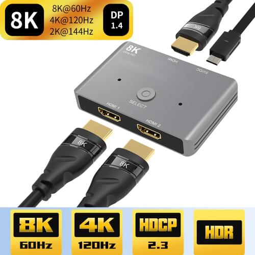 Switch HDMI 2.1 4K 120Hz HDMI Switcher 2 in 1 out for PS4 5 PS4 pro apple TV 8K HDMI 2X1 Switcher