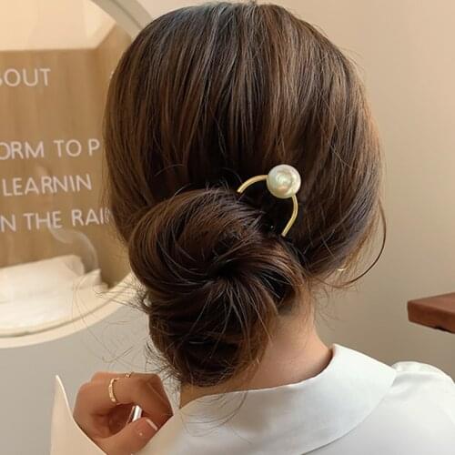 Fashion Hair Accessories Metal U Shape Hair Stick For Women Silver Gold Color Elegant Pearl Hairpin Female Headwear New Hairclip