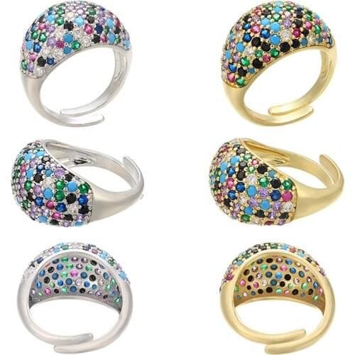 ZHUKOU 23x26mm Classical Brass Cubic Zirconia Wedding Engagement Ring for Women Girls Crystals Gift Rings