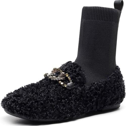 Snow Boots Womens Short Boots 2020 Socks Boots Autumn Winter Wear Cotton-Padded Shoes Plus Velvet Lamb Fur Womens Shoes