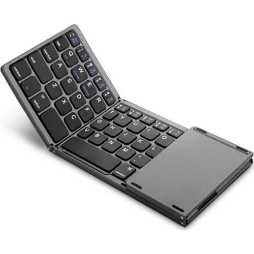 1pc Portable Mini Three Folding Bluetooth Keyboard Wireless Foldable Touchpad Keypad for IOS/Android/Windows