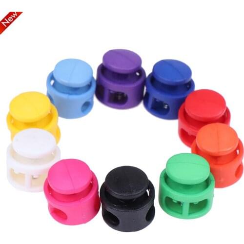 10pcs 16*17mm Multi Colors Plastic Paracord Cord Lock Clamp 2 Hole Toggle Clip Stopper Shoelace Cord Buckles Bag Parts Accessori