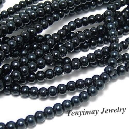 100% Guaranteed 6mm Black Glass Imitation Pearls, Cheap Imitation Pearls Free Shipping