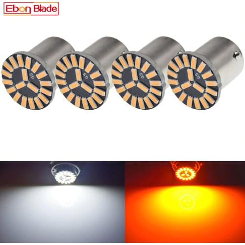 2/4 Pcs 1156 BA15S BAU15S LED Car Signal Lights White Amber Orange P21W PY21W 7507 Auto Indicator Turn Reverse Bulb Lamp 12V DC