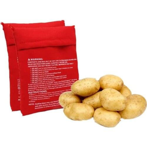 2PCS Microwave Baking Potatoes Bag Reusable 2 Pack Potato Cooker Bag Washable Baked Pouch Bags Pocket