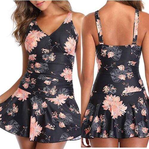 2021 Sexy Floral Swimsuit Womens Plus Size Print Swimdress One Piece Swimsuit 2021 New Summer One Piece Suit Swimming