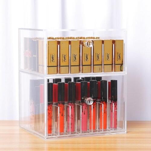 Acrylic cosmetic storage box drawer type lipstick lipstick lip glaze multi-grid desktop dustproof finishing storage box