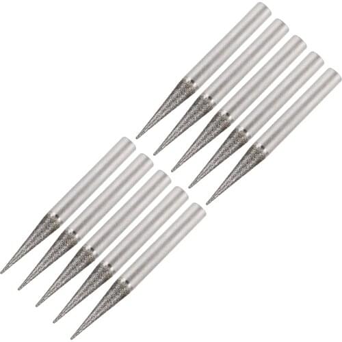 Uxcell Diamond Burrs for Rotary Tool 1/4-Inch Shank 10mm Tapered 120 Grit 10 Pcs Pointed 6mm