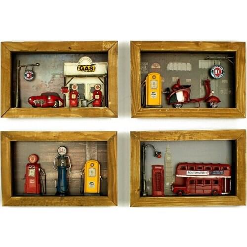 American vintage iron home decoration accessories modern industrial decorative painting three-dimensional wall hanging adornment