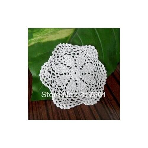 Free shipping white 5 pic/lot flowers 14cm round lace crochet doilies RUfashion zakka innovative item cotton felt plate pad mat