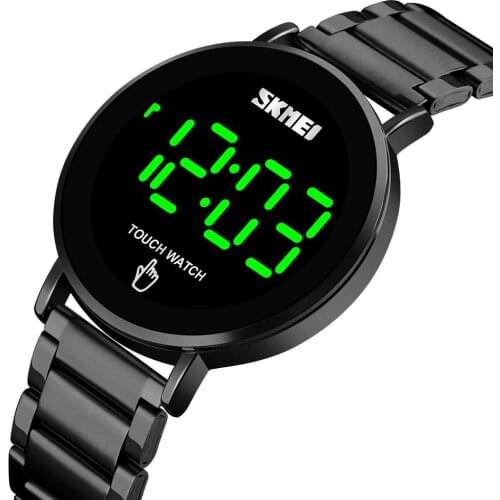 SKMEI Mens Watches Digital Watch Luxury Touch Screen LED Light Display Electronic Wristwatch Stainless Steel Men Clock Reloj