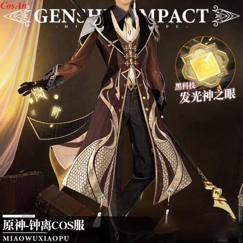 New Arrival Game Genshin Impact Zhongli Cosplay Costume Fashion Uniform Suits Male Halloween Party Role Play Clothing S-XL